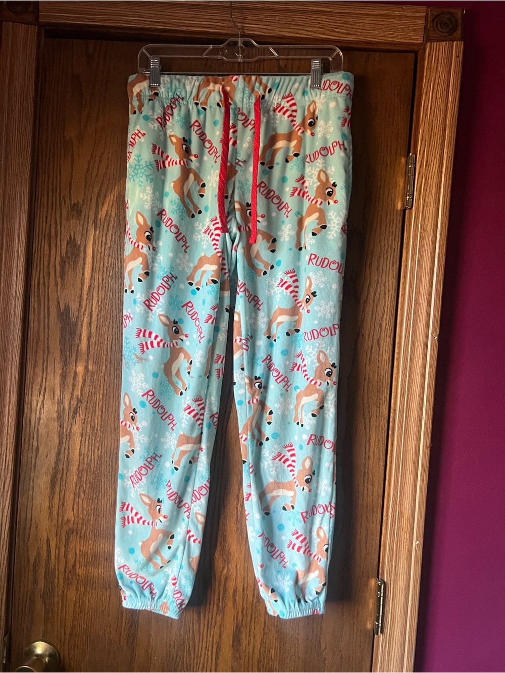 Kids Rudolph Reindeer Light Blue Pajama Pants size 4-6